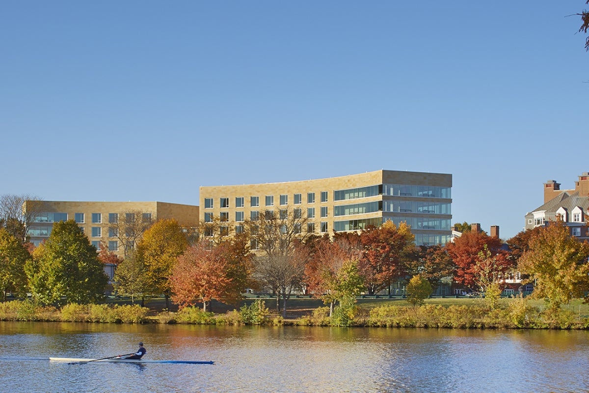 Image of Charles River with Harvard Business School in the background